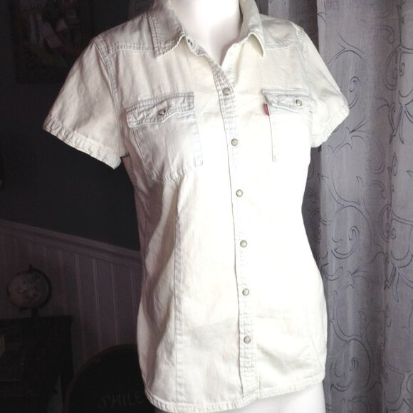 VINTAGE Levi's Ladies M Western wear blouse; 2012, pearl snaps, Cotton, Dude Rch - Picture 1 of 8